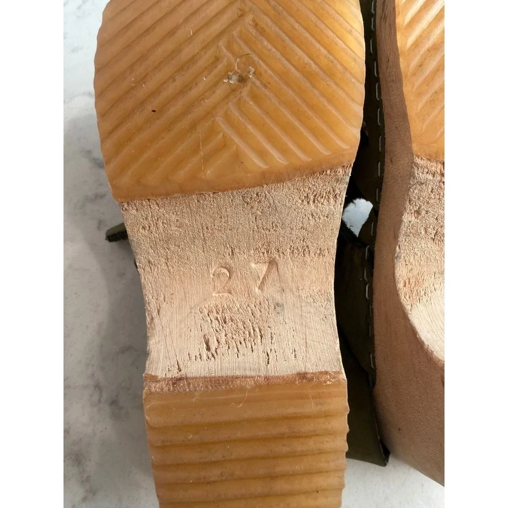 7.Mabo Kids Olive Green Suede Wooden Clogs Made in Sweden EU 27 US 10